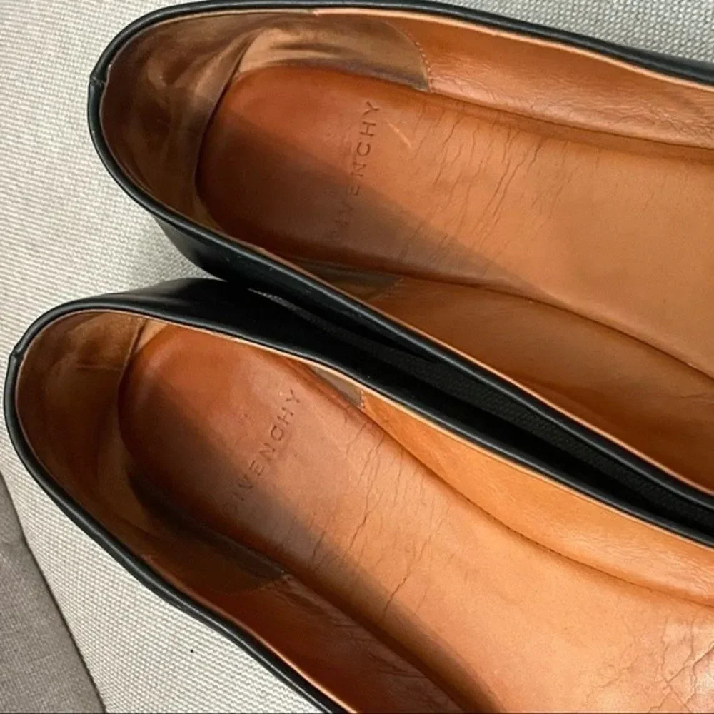 Givenchy Black Loafer Flats w/ Gold Bar Accent